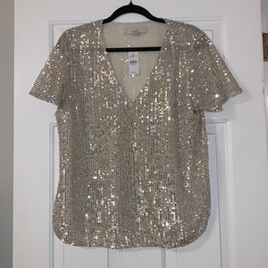 NWT Loft sequin shirt
